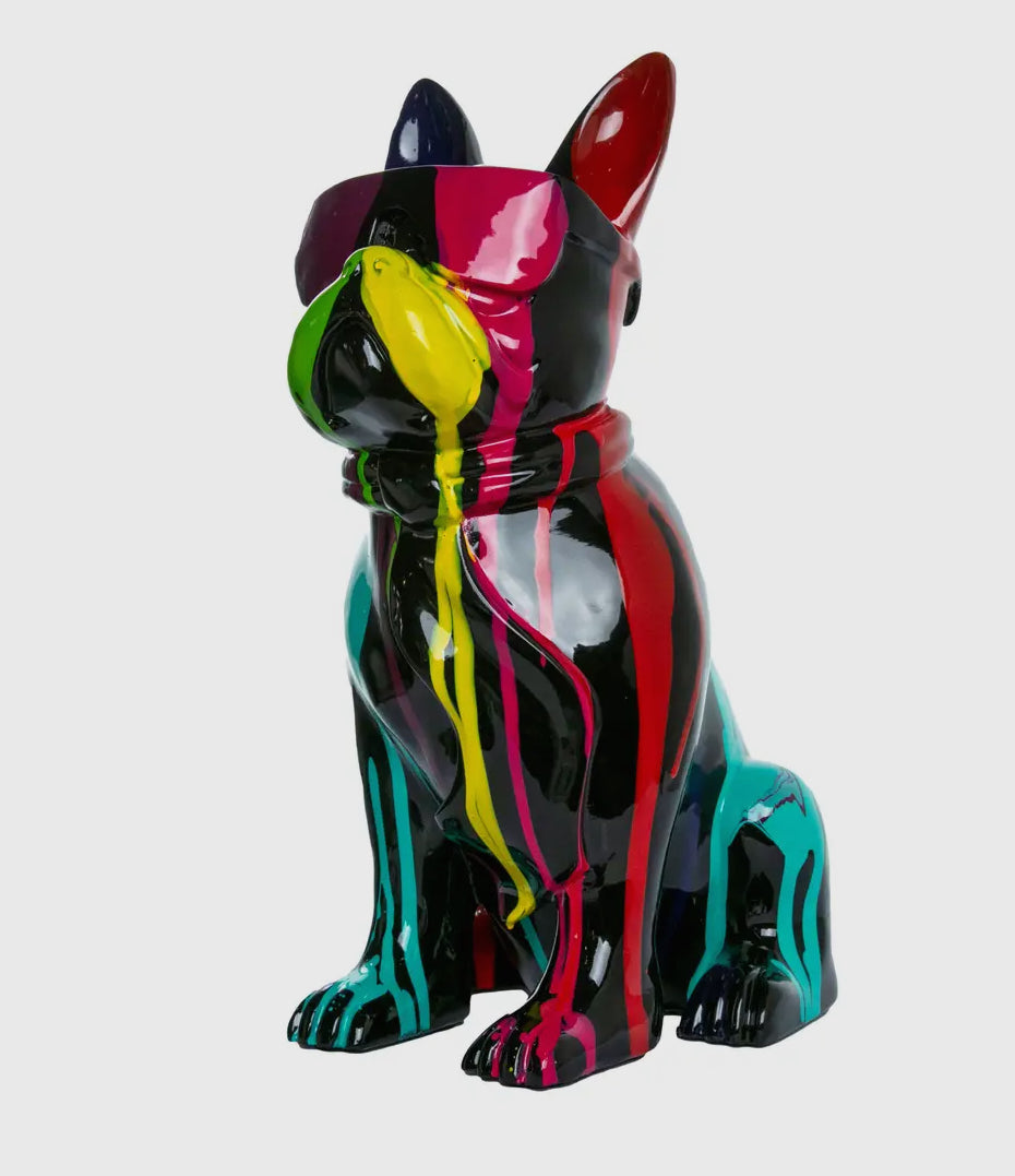 Bulldog Statue (Black With Paint)