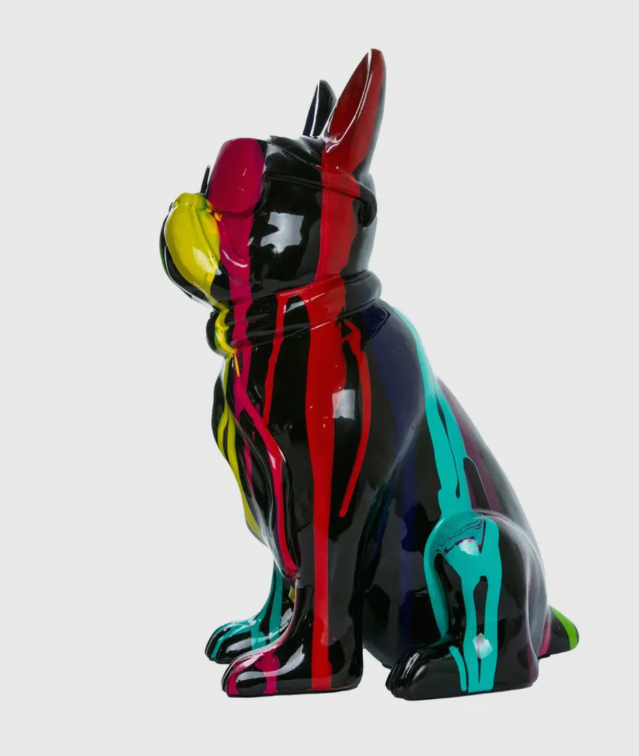 Bulldog Statue (Black With Paint)