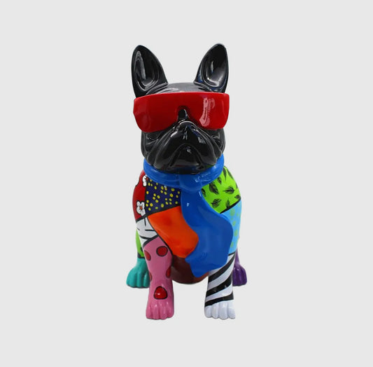 French Bulldog Statue (Black With Art)