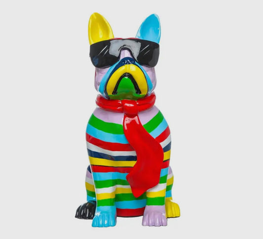 French Bulldog Statue (Colorful Stripes)
