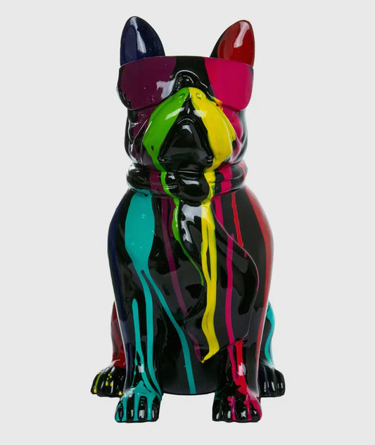 Bulldog Statue (Black With Paint)